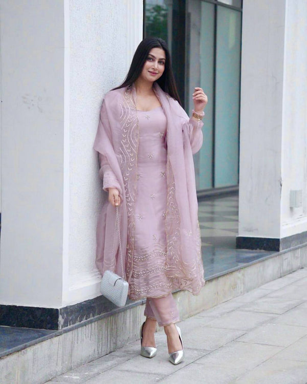 Gorgeous Pink Silk Embroidery Work Kurti