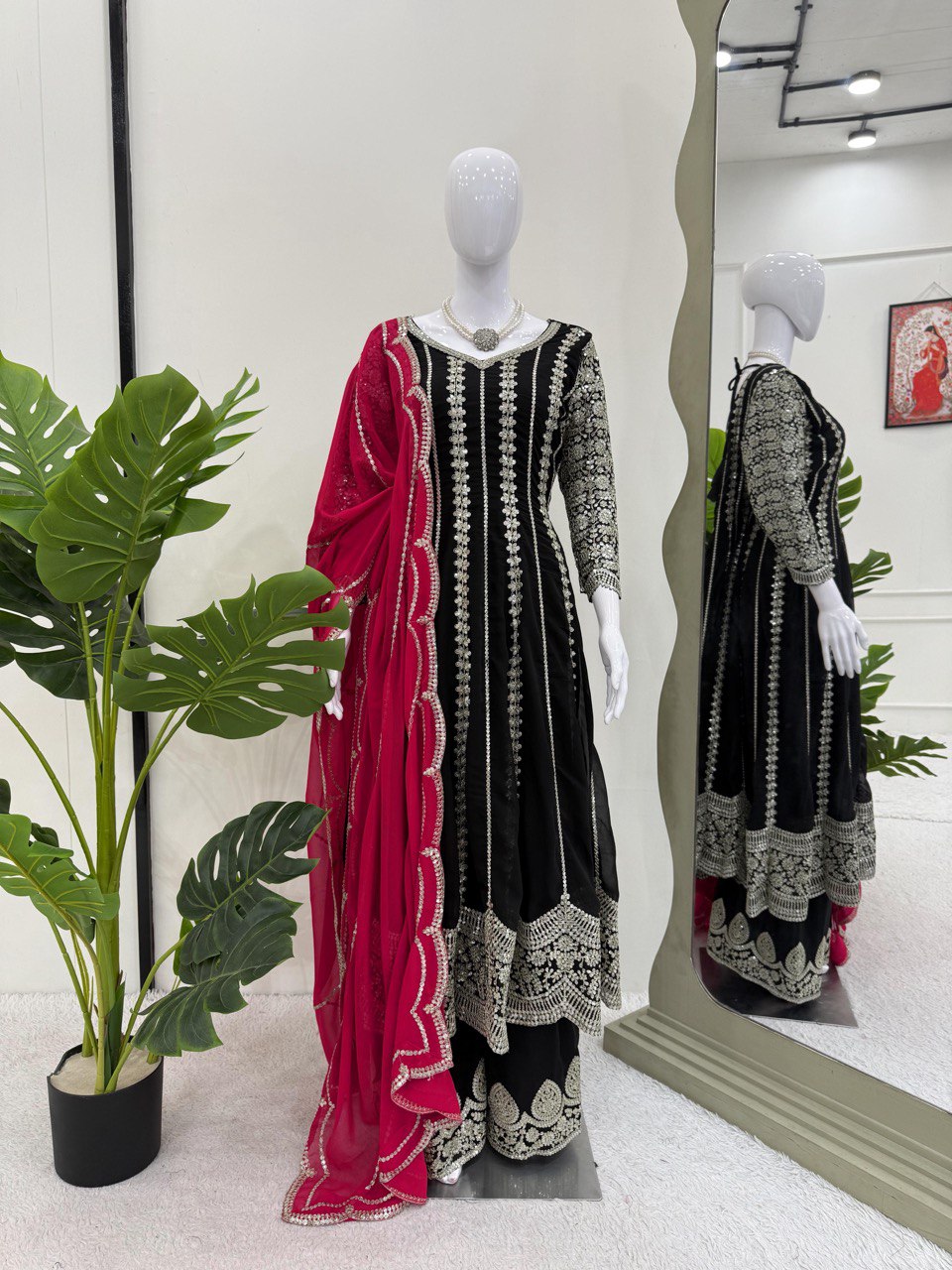 Wonderful Black Georgette Sequence Work Anarkali Suit