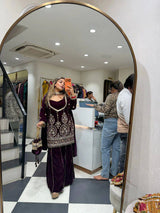 Velvet Kali Top, Palazzo and Dupatta Set with Sequin Embroidery Work – Winter Collection 2025