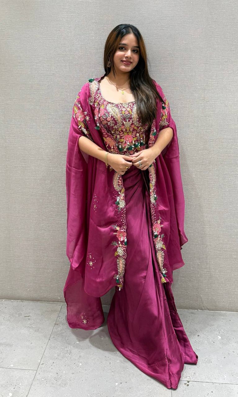 Designer Party Wear Shrug with Sharara Set