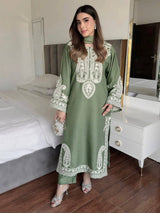 Ameira Elegant Chinon Silk Embroidered Kurti Palazzo Set