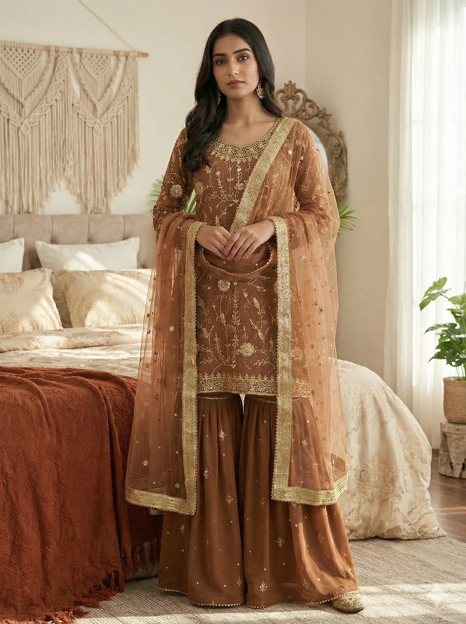 Heavy Georgette Sharara Set with Dupatta – Premium Ethnic Collection